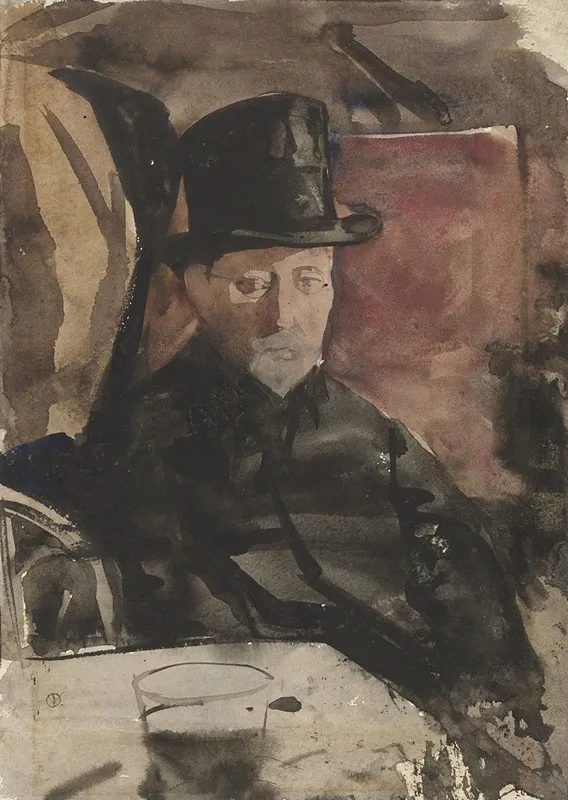 Zittende Man Met Hoge Hoed In Een Cafe Wall Art by Gerrit Willem Dijsselhof - High-Resolution Digital Print