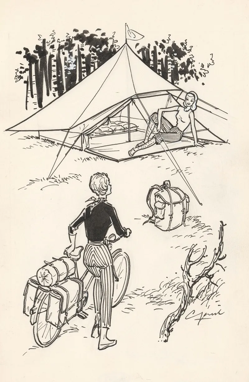 Zittende Vrouw Voor Een Tent 2 Wall Art by Gerard - High-Resolution Digital Print