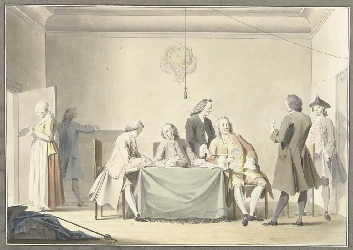 Zitting Van Commissarissen Tot Ontvangst Der Liberale Gifte Of 50ste Penning 12 September 1747 Wall Art by Jacobus Buys - High-Resolution Digital Print