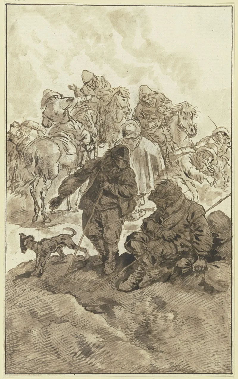 Zug Von Reitern Und Fusgangern Wall Art by Johann Albrecht Dietzsch - High-Resolution Digital Print