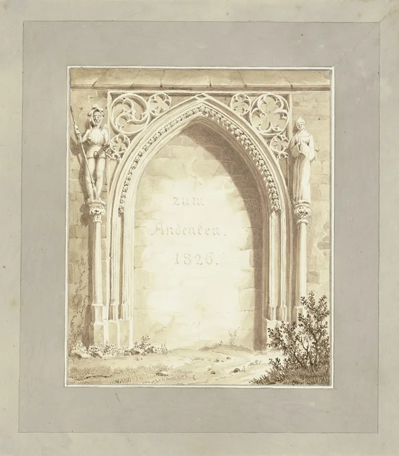 Zugemauertes Gotisches Portal Mit Der Inschrift Zum Andenken 1826 Wall Art by Josef von Stockhorn - High-Resolution Digital Print