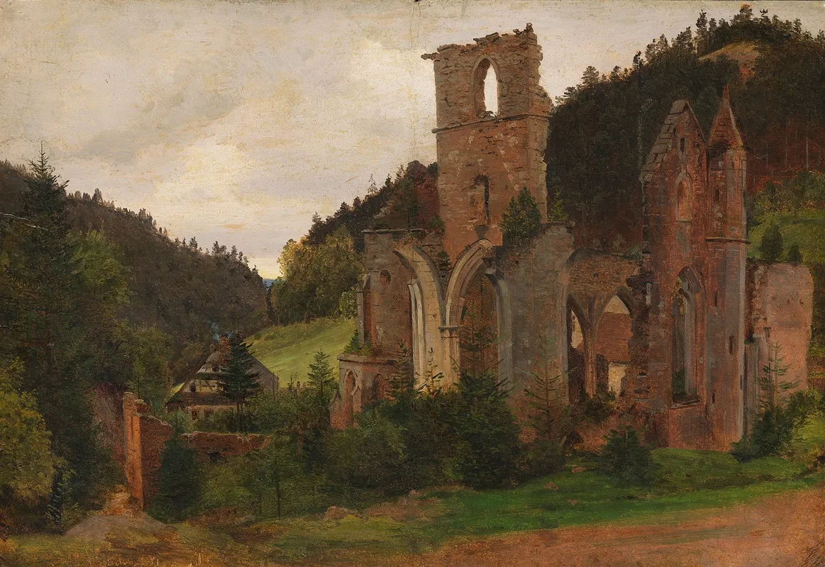 Zugeschrieben Klosterruine Allerheiligen Bei Oppenau Im Lierbachtal Schwarzwald Wall Art by Johann Hermann Carmiencke - High-Resolution Digital Print