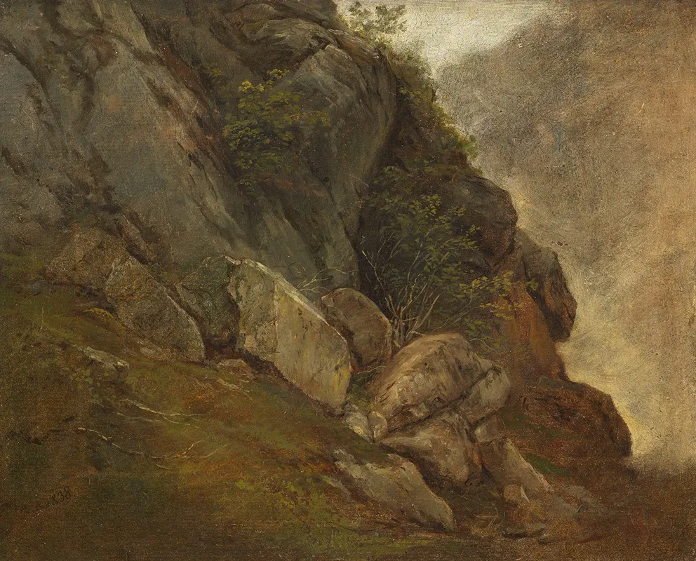 Zugeschrieben Naturstudie Einer Felswand Wall Art by Friedrich Gauermann - High-Resolution Digital Print