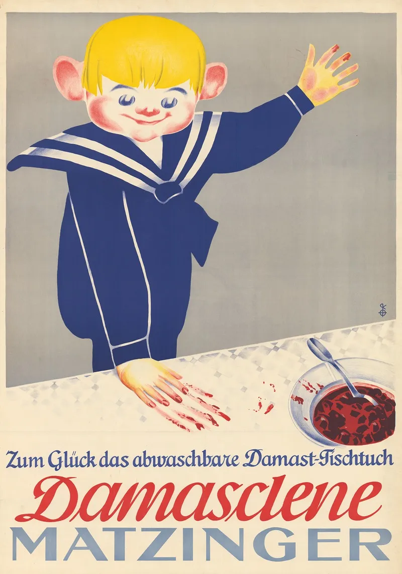 Zum Gluck Das Abwaschbare Damast Tischtuch Damaslene Matzinger Wall Art by Paul Kammüller - High-Resolution Digital Print