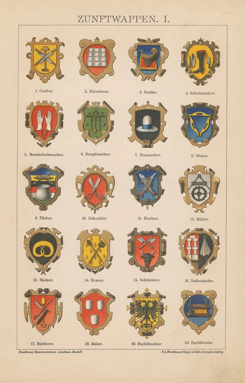 Zunftwappen 2 Wall Art by F.A. Brockhaus - High-Resolution Digital Print