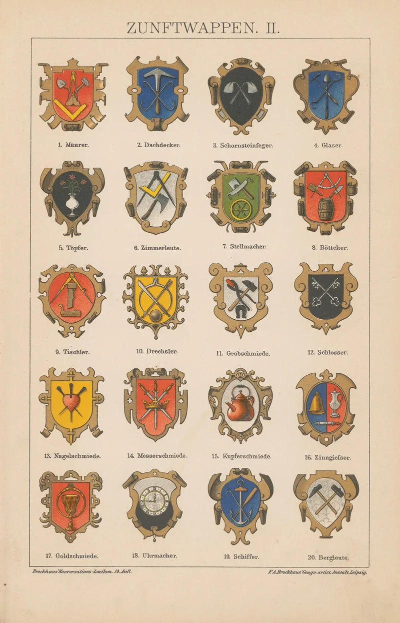 Zunftwappen Wall Art by F.A. Brockhaus - High-Resolution Digital Print