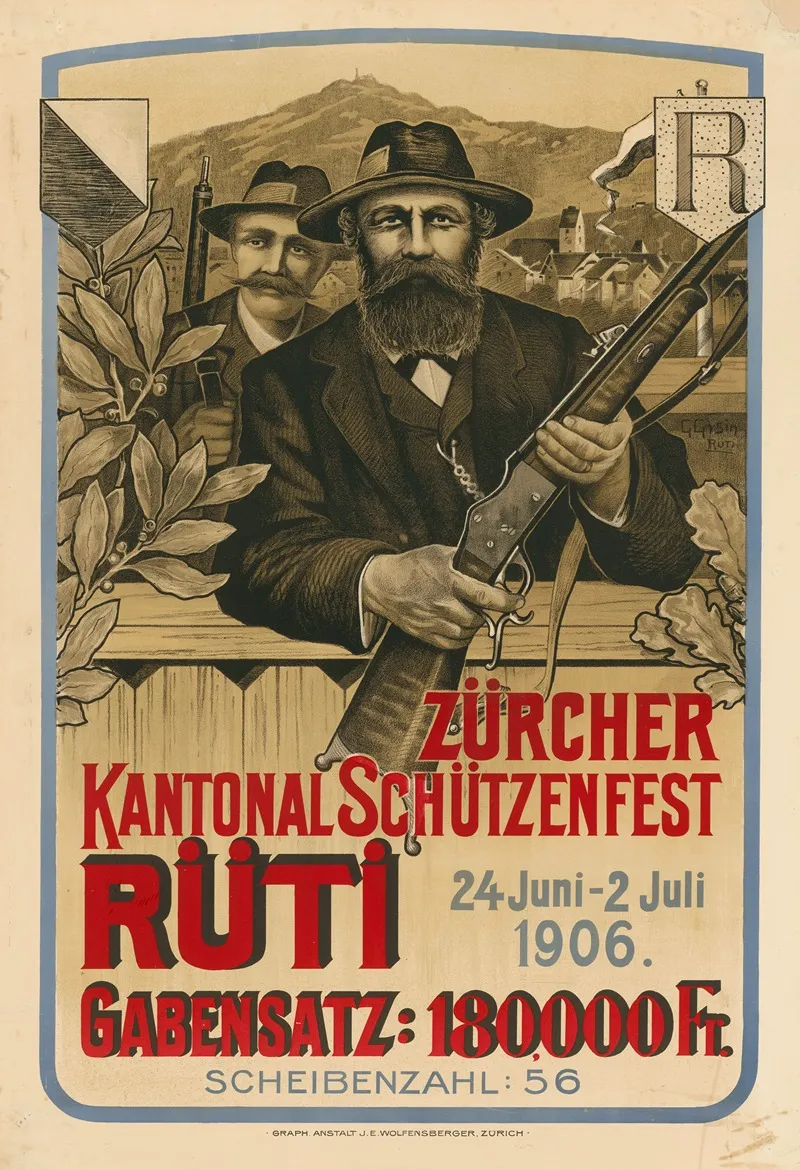 Zurcher Kantonal Schutzenfest Ruti 1906 Wall Art by Georg Gysin - High-Resolution Digital Print