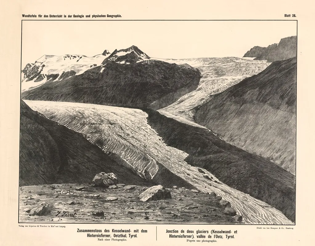 Zusimmenstoss Des Kesselwand Mit Dem Hintereisferner Oetzthal Tyrol Wall Art by J. Fürst - High-Resolution Digital Print