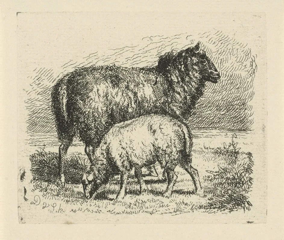 Zwart Schaap Met Lam Wall Art by Dirk Van Lokhorst - High-Resolution Digital Print