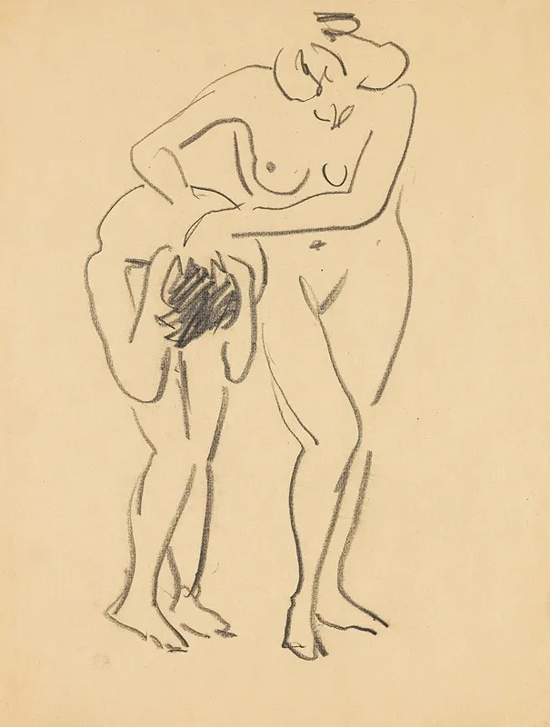 Zwei Akte Wall Art by Ernst Ludwig Kirchner - High-Resolution Digital Print