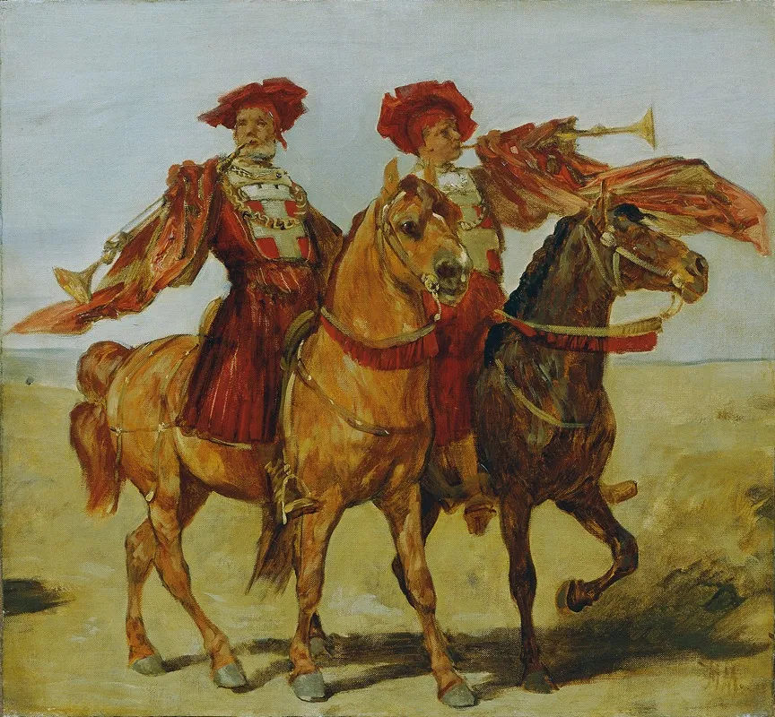 Zwei Berittene Fanfarenblaser Wall Art by Hans Makart - High-Resolution Digital Print