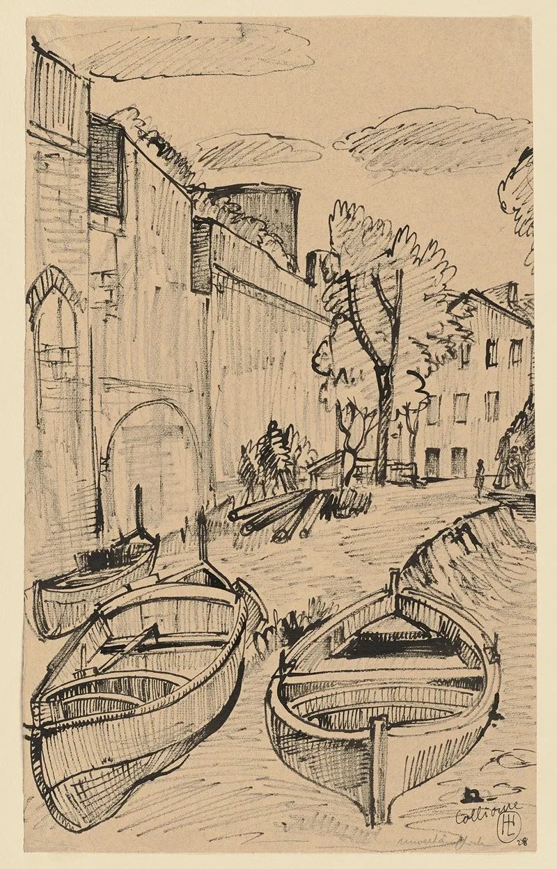Zwei Boote Im Hafen Von Collioure Wall Art by Hermann Lismann - High-Resolution Digital Print