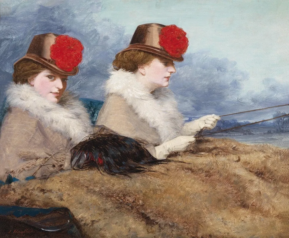 Zwei Damen Bei Einer Kutschenfahrt Wall Art by James Hayllar - High-Resolution Digital Print