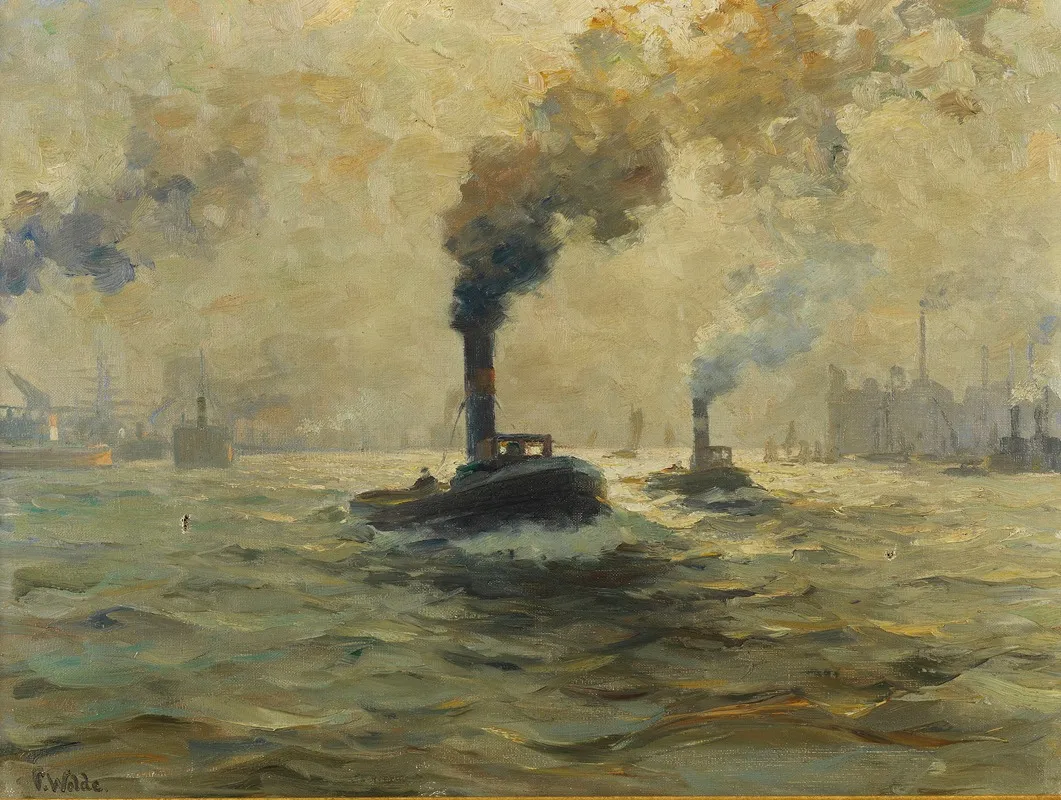 Zwei Dampfschlepper Im Hamburger Hafen Wall Art by Paul Wolde - High-Resolution Digital Print