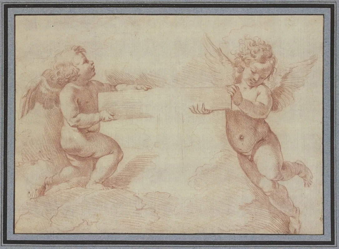 Zwei Engel Die Ein Kreuz Halten Wall Art by Francesco Albani - High-Resolution Digital Print