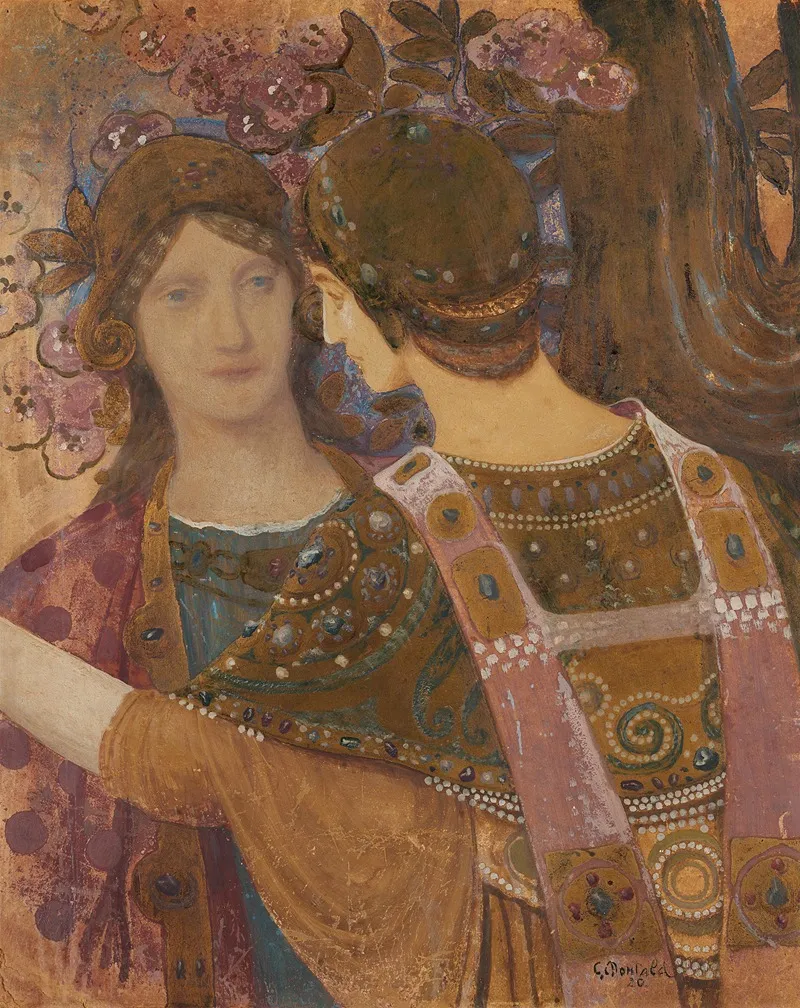 Zwei Frauen In Byzantinischen Gewandern Wall Art by Constant Montald - High-Resolution Digital Print