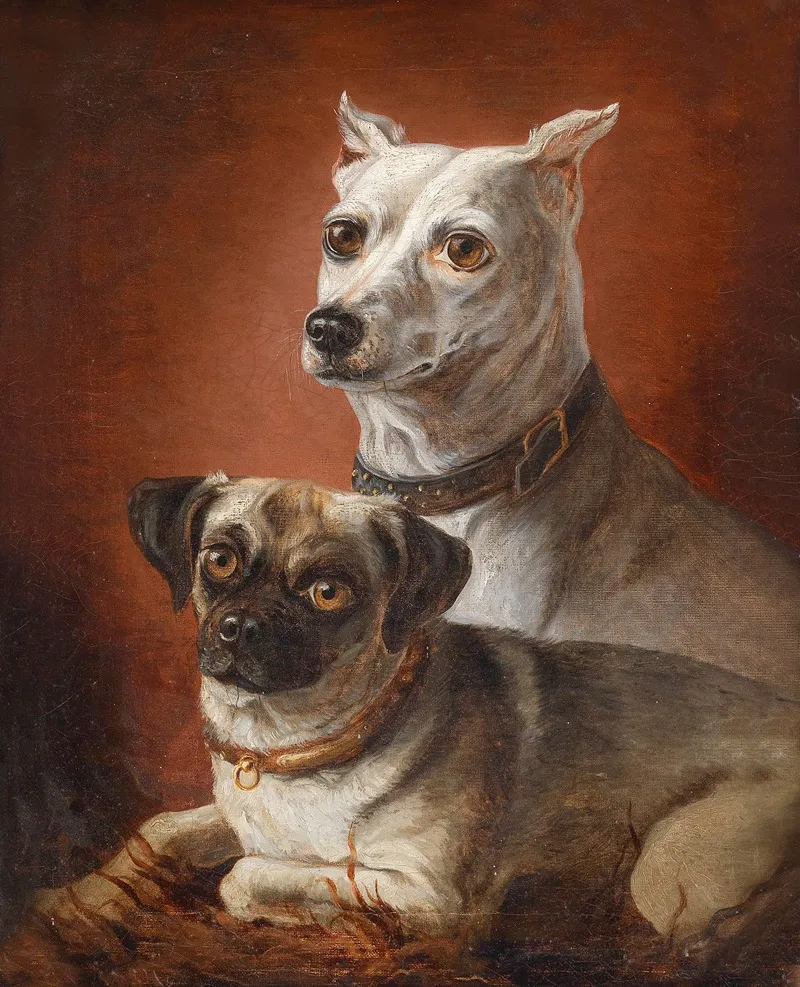 Zwei Hunde 02 Wall Art by Julius Hamburger - High-Resolution Digital Print