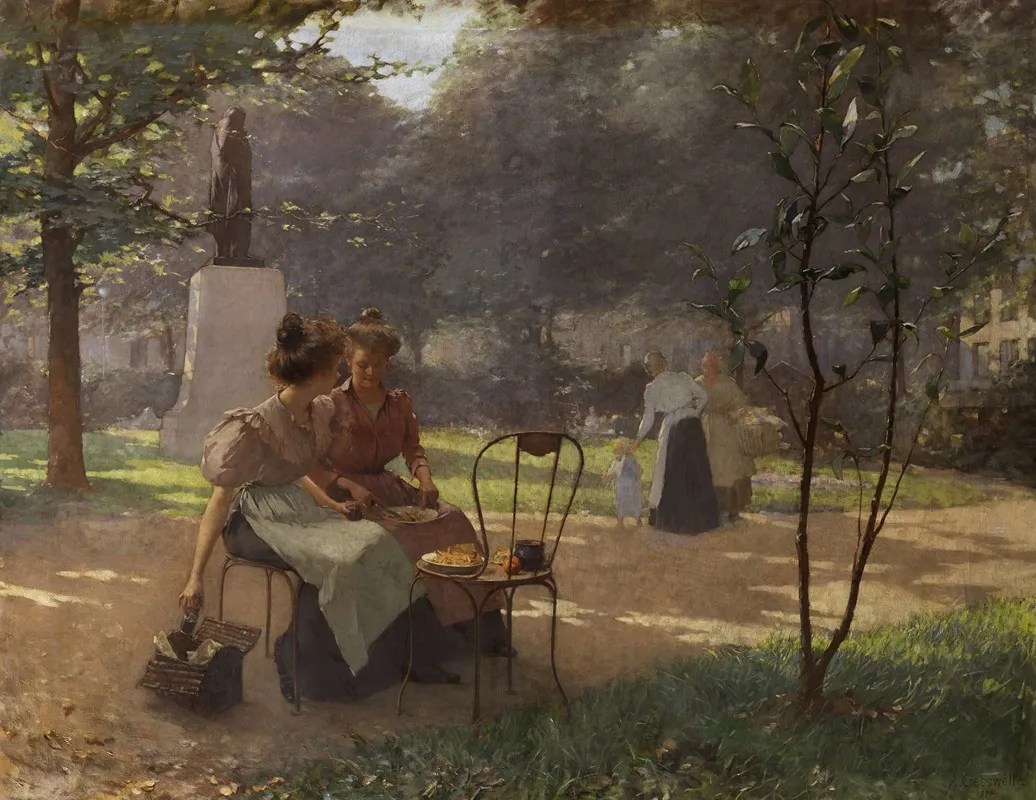Zwei Junge Madchen Im Park Wall Art by Albert Cresswell - High-Resolution Digital Print