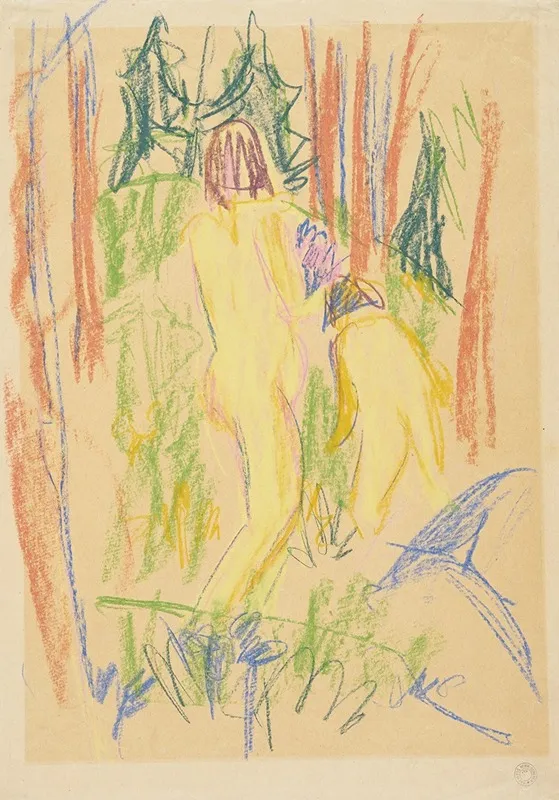 Zwei Madchen Im Wald Wall Art by Hermann Scherer - High-Resolution Digital Print