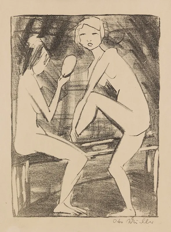 Zwei Madchen Mit Handspiegel