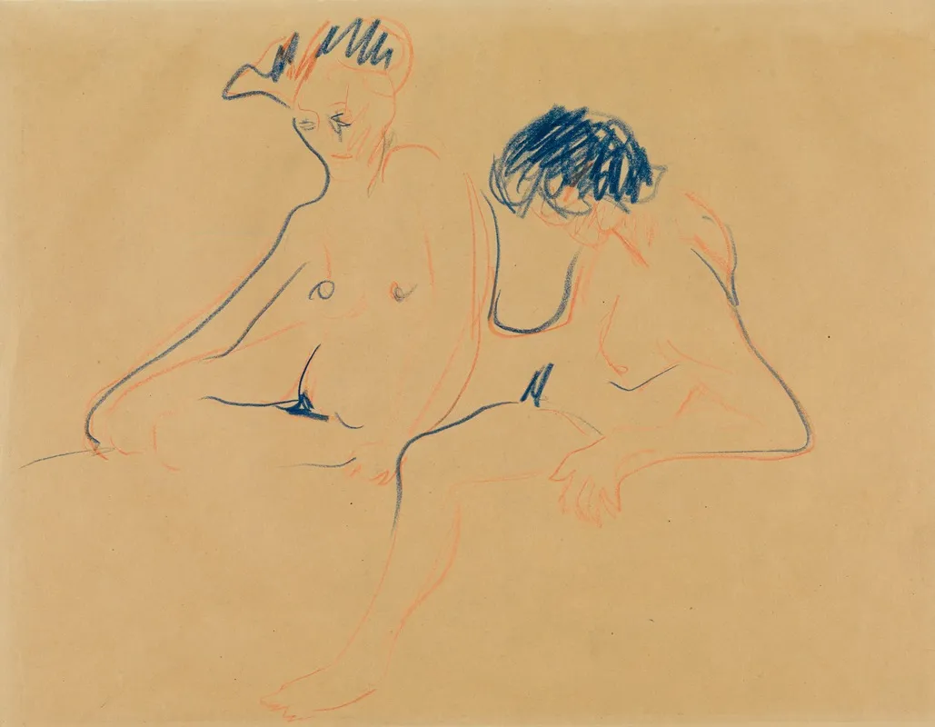 Zwei Sitzende Akte Wall Art by Ernst Ludwig Kirchner - High-Resolution Digital Print