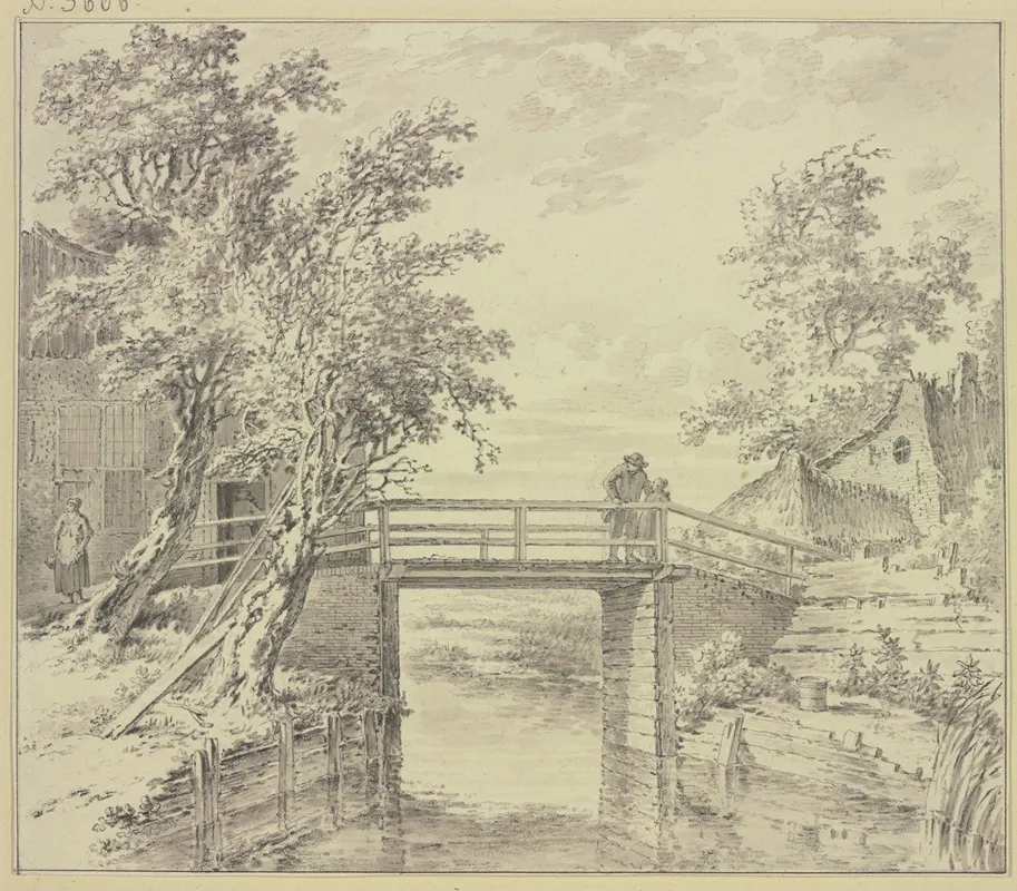 Zwischen Hausern Eine Brucke Uber Einen Kanal Auf Welcher Ein Mann Und Ein Madchen Stehen Wall Art by Steven Goblé - High-Resolution Digital Print