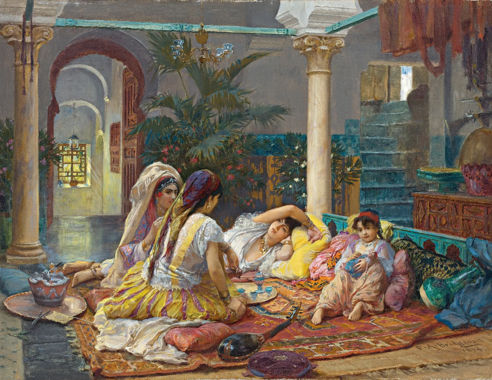 In The Harem 6 Wall Art by Frederick Arthur Bridgman - Canvas Print