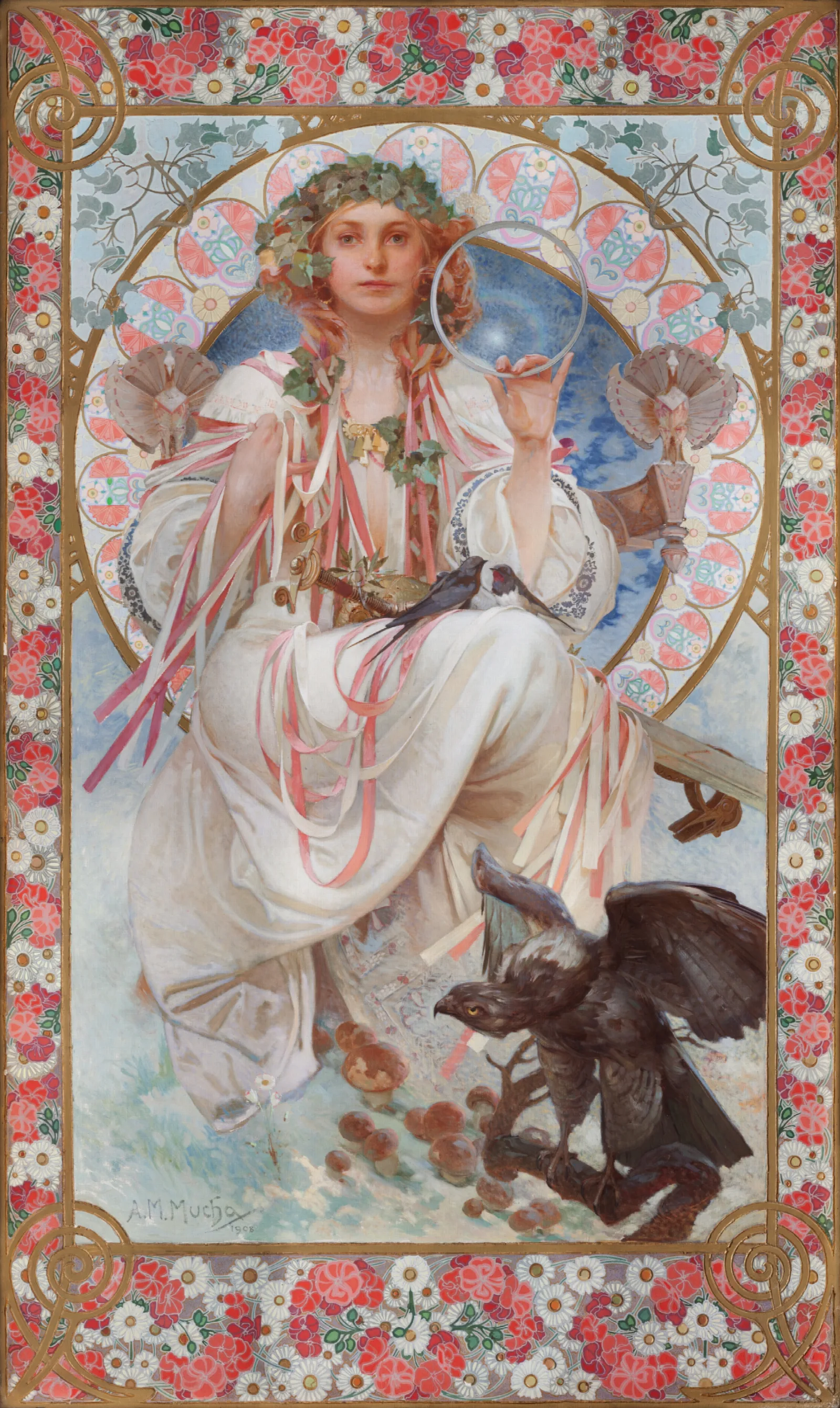 Portrait Of Josephine Crane Bradley As Slavia Wall Art by Alphonse Mucha - Canvas Print
