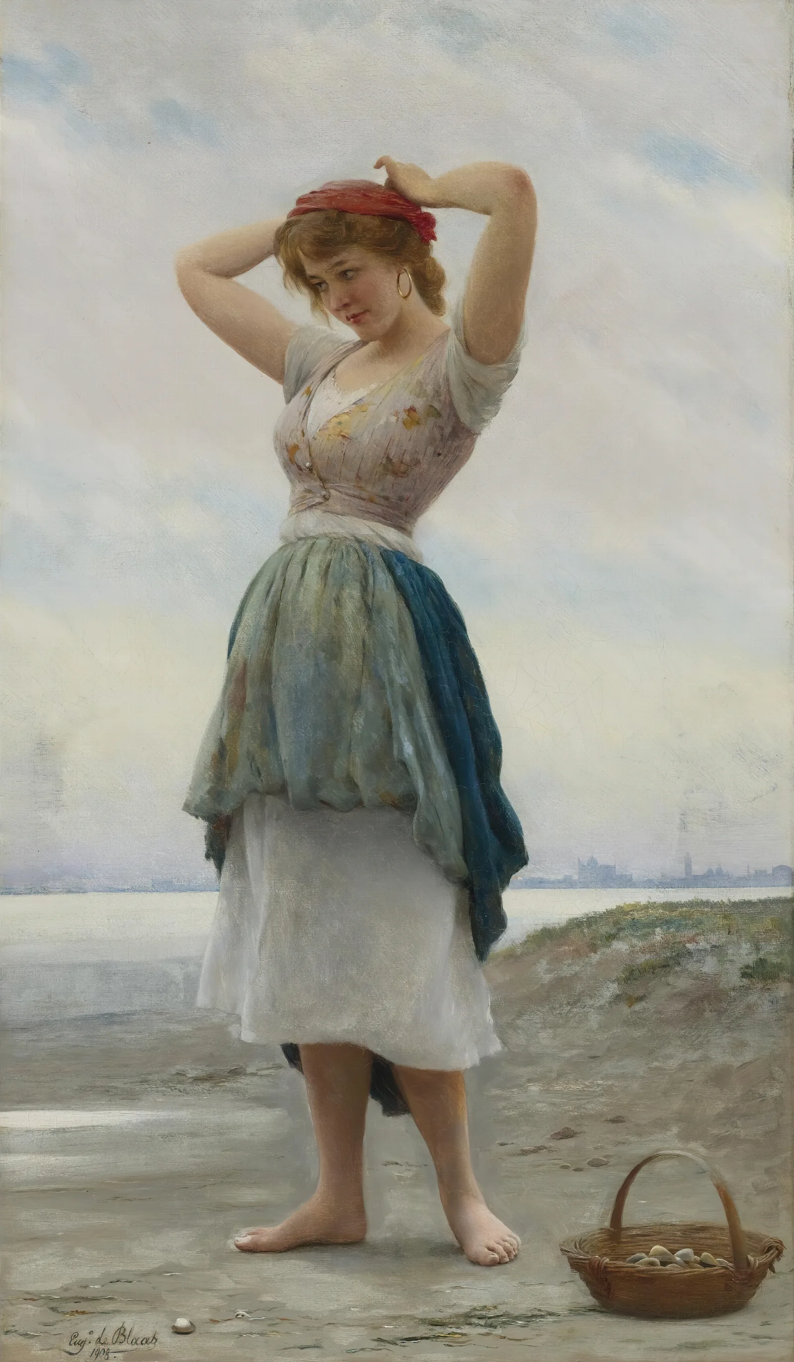 On The Beach 8 Wall Art by Eugen von Blaas - Canvas Print
