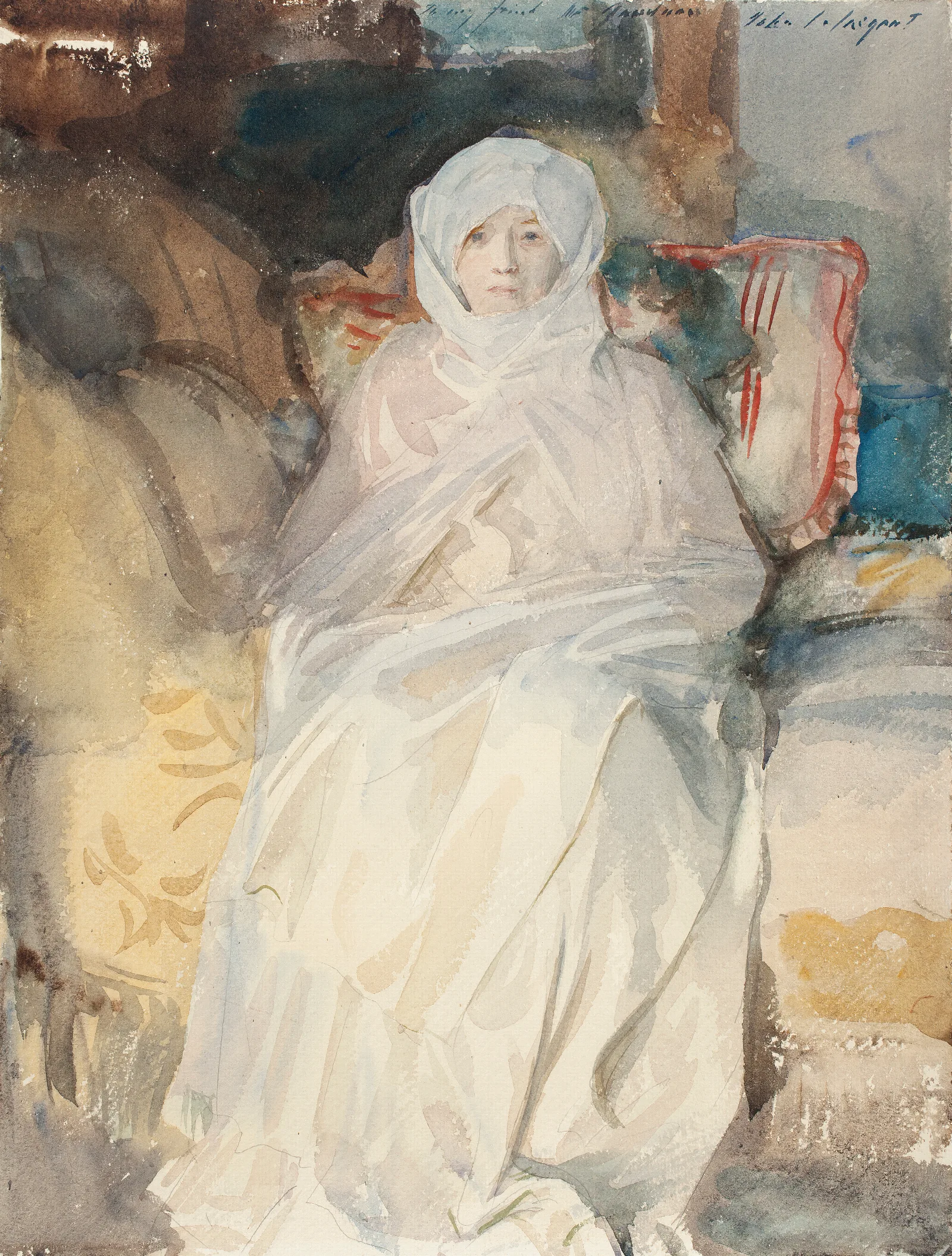 Mrs Gardner In White Wall Art by John Singer Sargent - Canvas Print