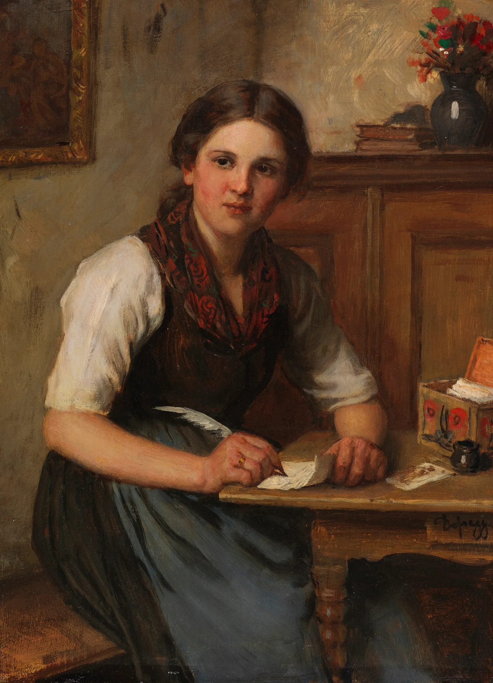 Dirndl 7 Wall Art by Franz von Defregger - Canvas Print
