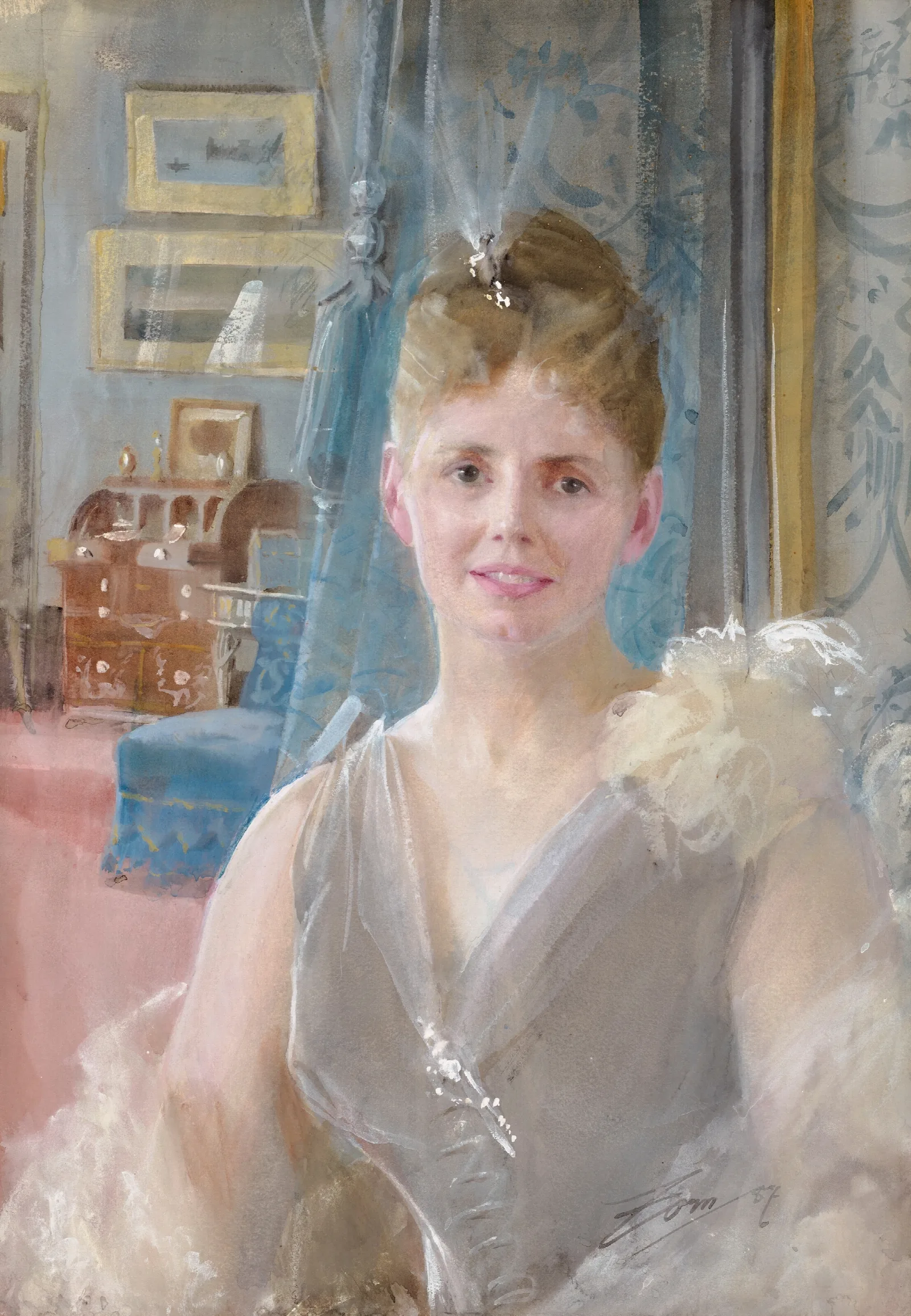 Portrait Of Edith Palgrave Edward In Her London Residence Wall Art by Anders Zorn - Canvas Print