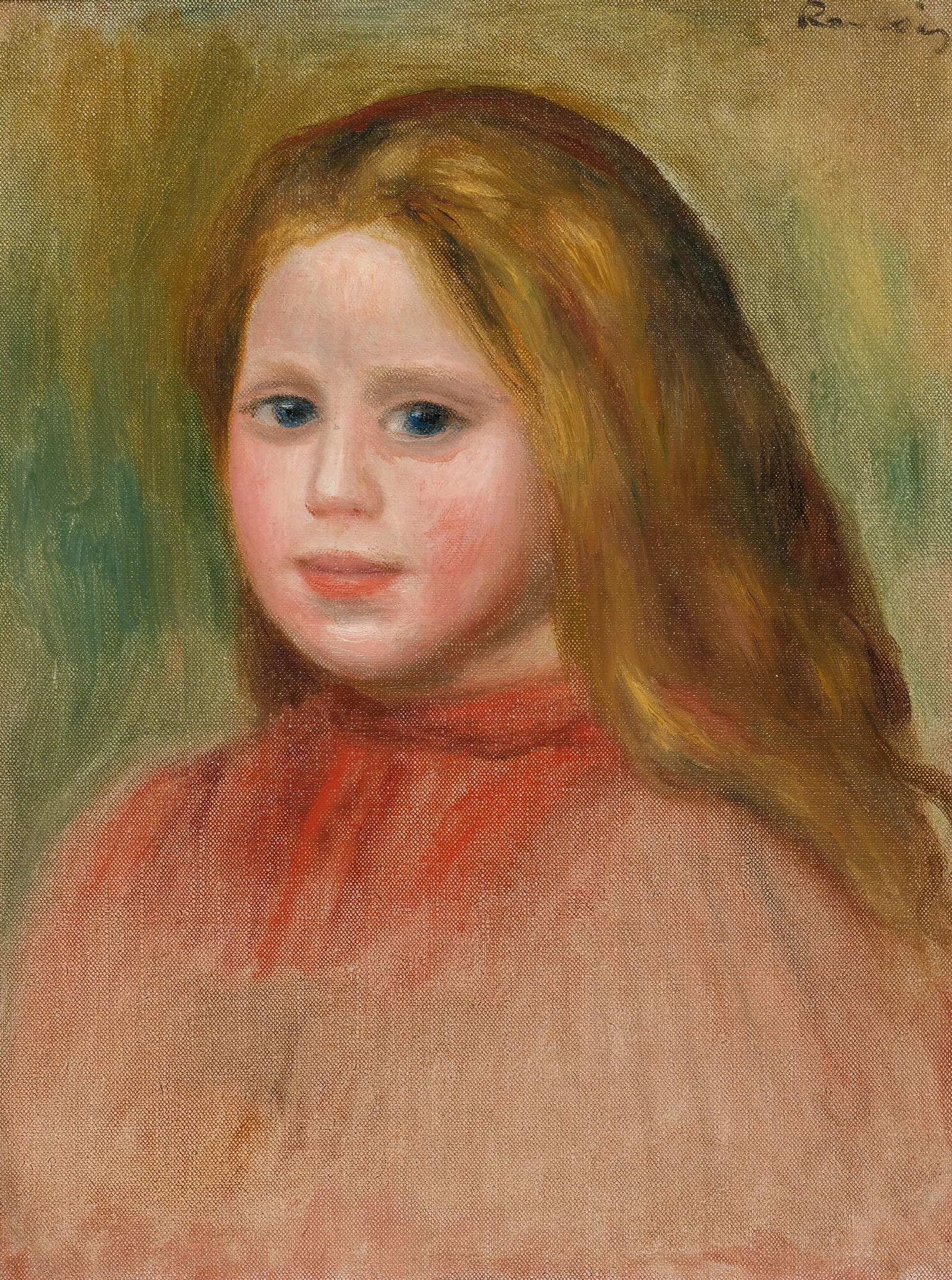 Portrait De Jeune Fille 2 Wall Art by Pierre-Auguste Renoir - Canvas Print