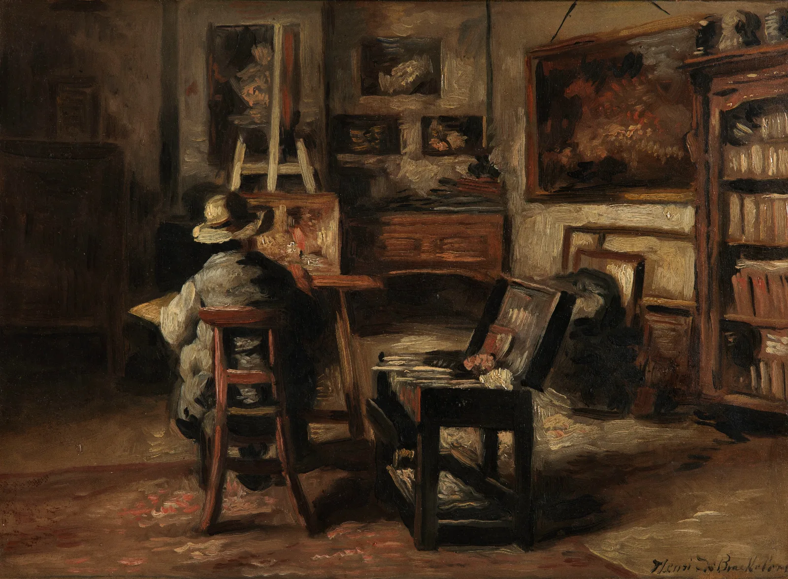 The Studio Of Ferdinand De Braekeleer I Father Of The Painter Wall Art by Henri de Braekeleer - Canvas Print