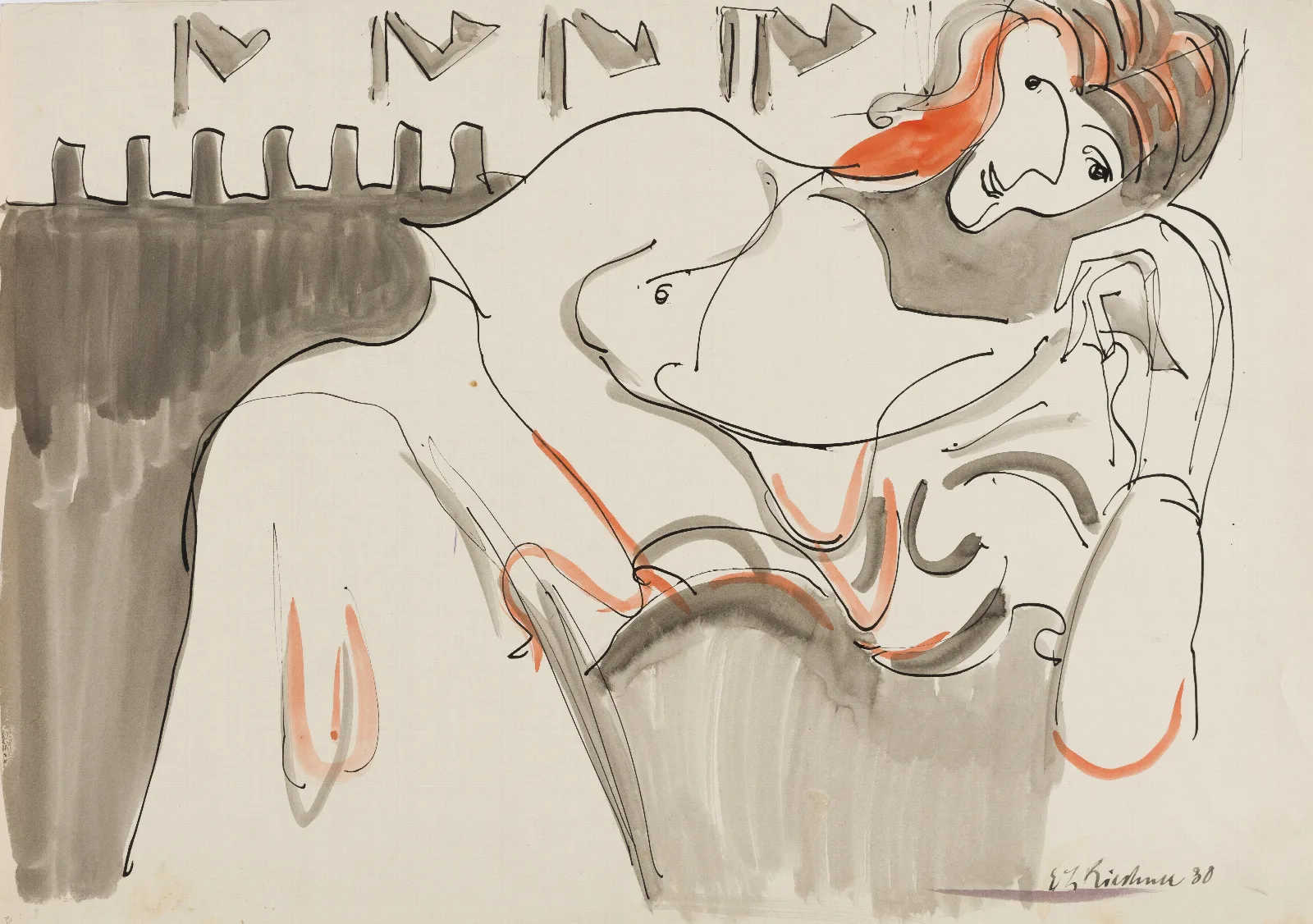 Ruhende Frau Wall Art by Ernst Ludwig Kirchner - Canvas Print