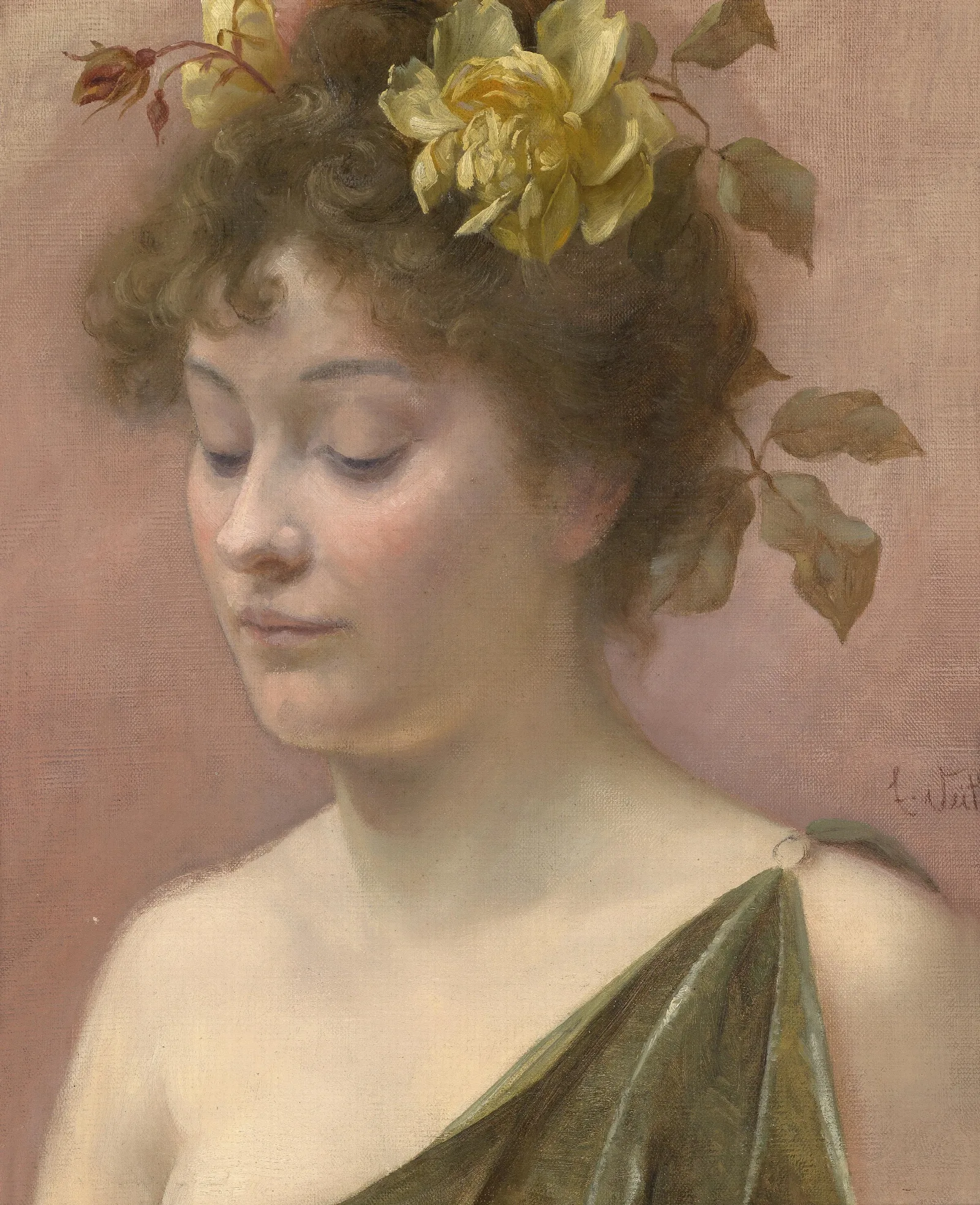 Portrait Einer Jungen Frau Wall Art by Eduard Veith - Canvas Print