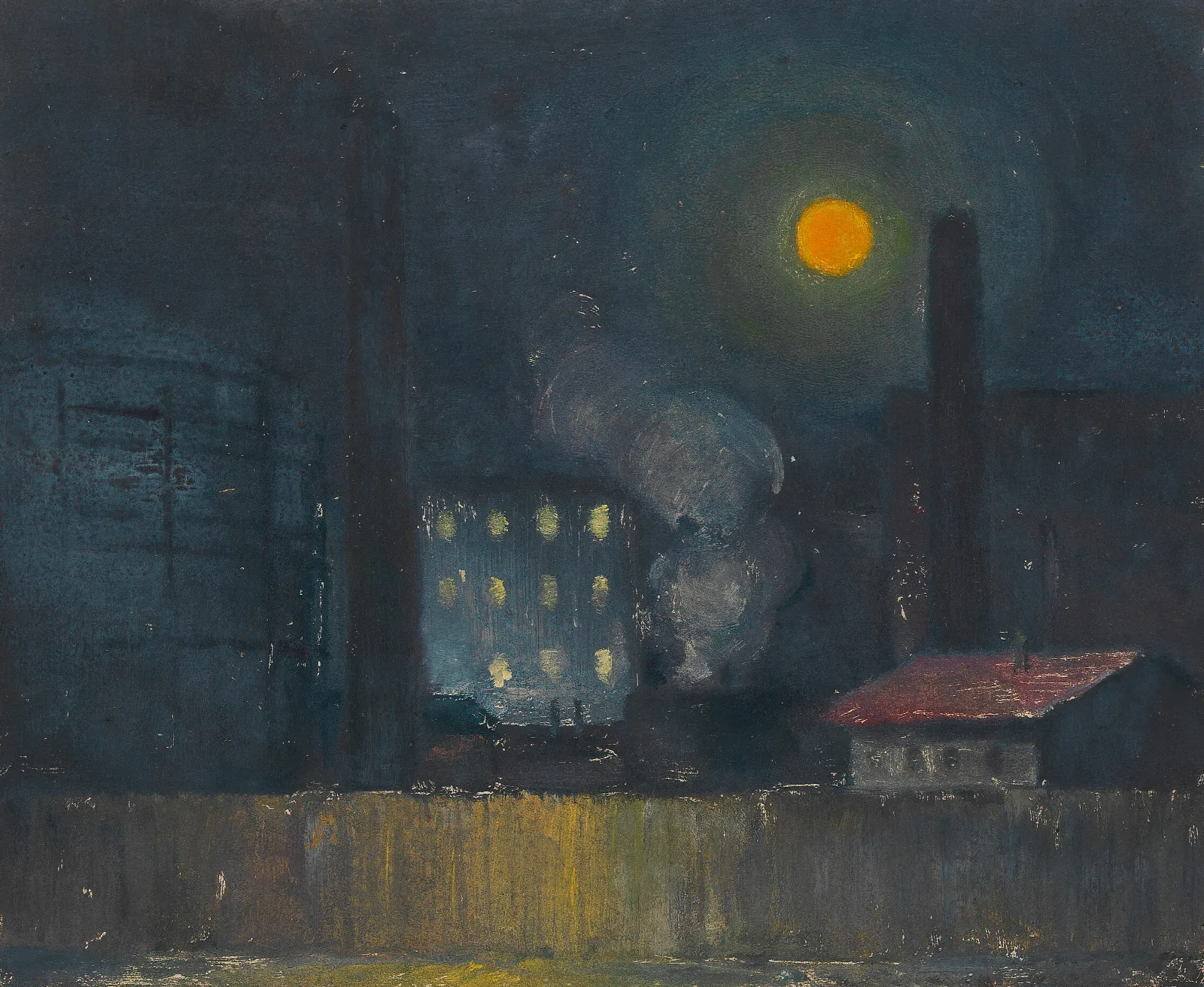 Gaswerk Im Mondlicht Wall Art by Karl Wiener - Canvas Print