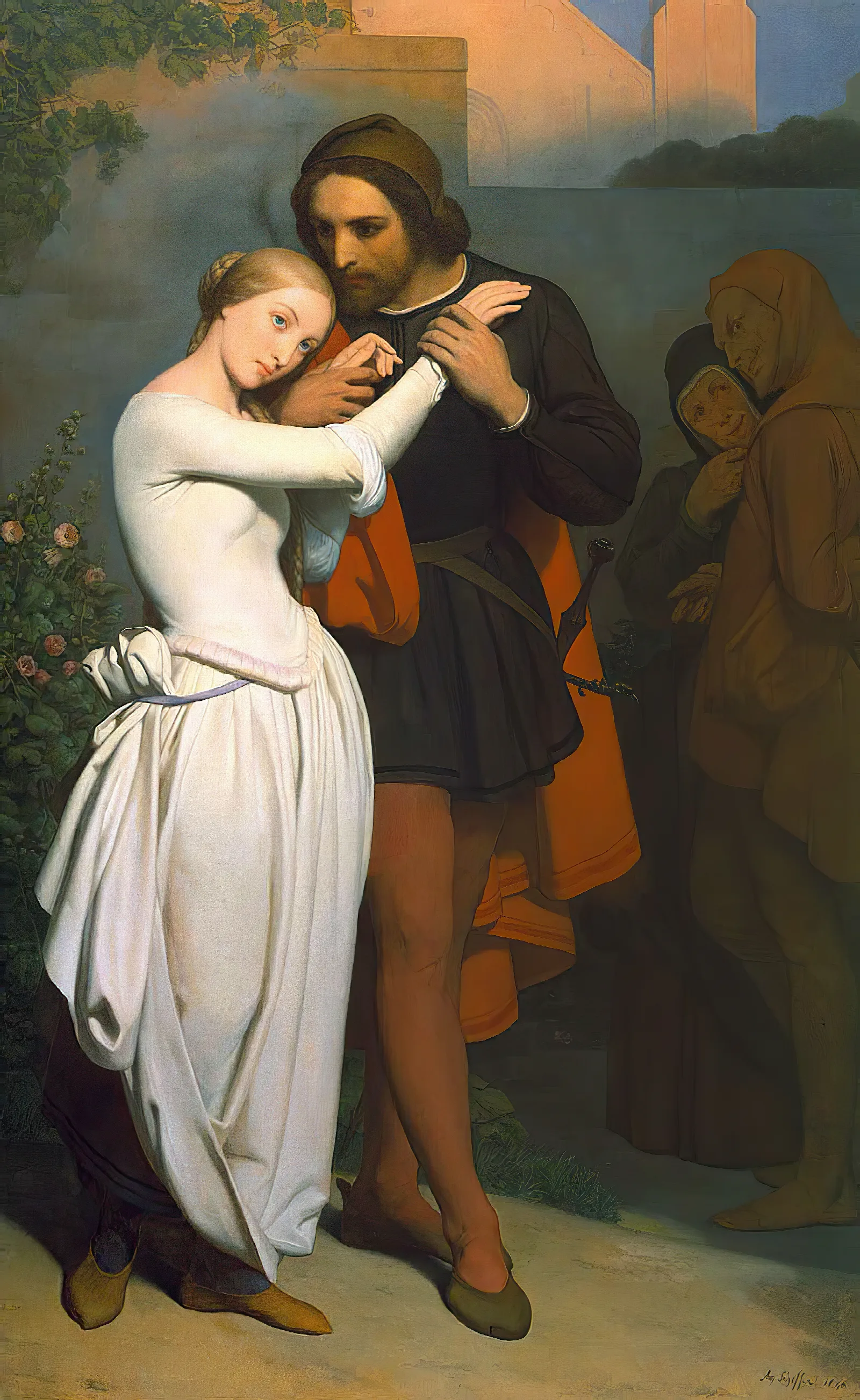 Faust And Marguerite In The Garden Wall Art by Ary Scheffer - Canvas Print