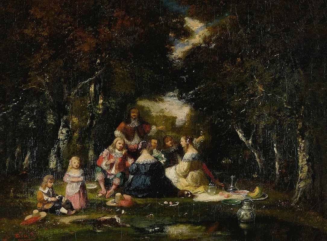 Une Partie De Campagne Wall Art by Narcisse-Virgile Diaz de La Peña - Canvas Print