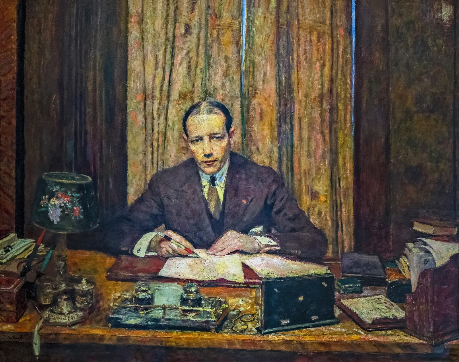 Lucien Rosengart At His Work Table Wall Art by Édouard Vuillard - Canvas Print