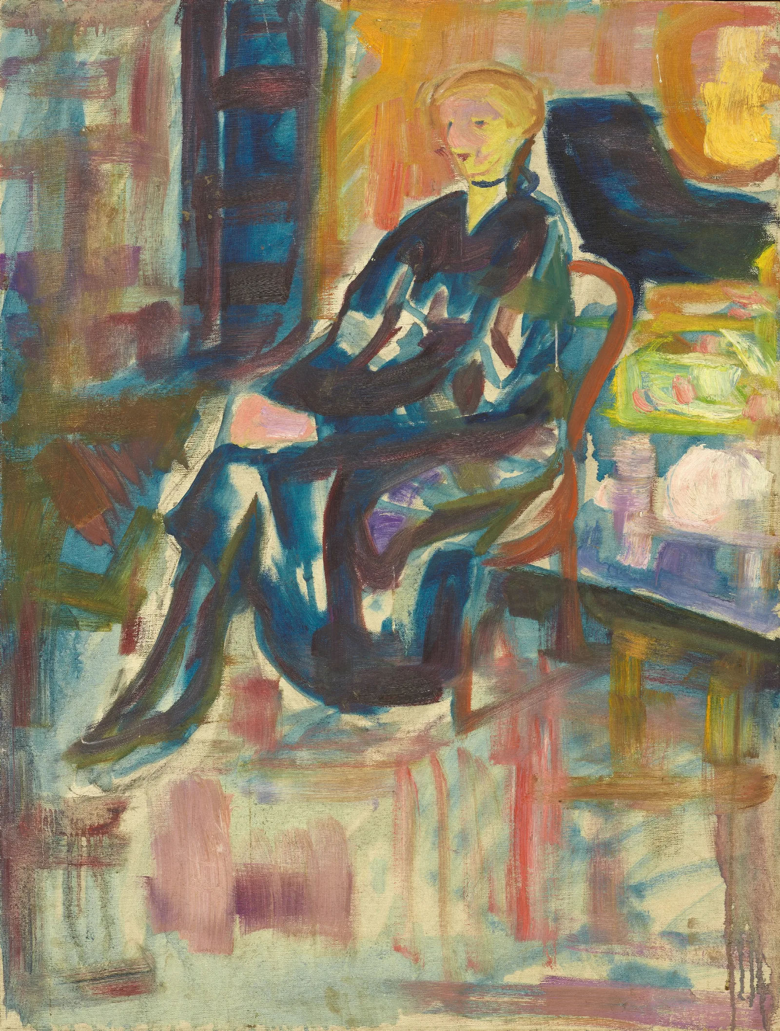 Sittende Ung Kvinne Seated Young Woman Wall Art by Edvard Munch - Canvas Print