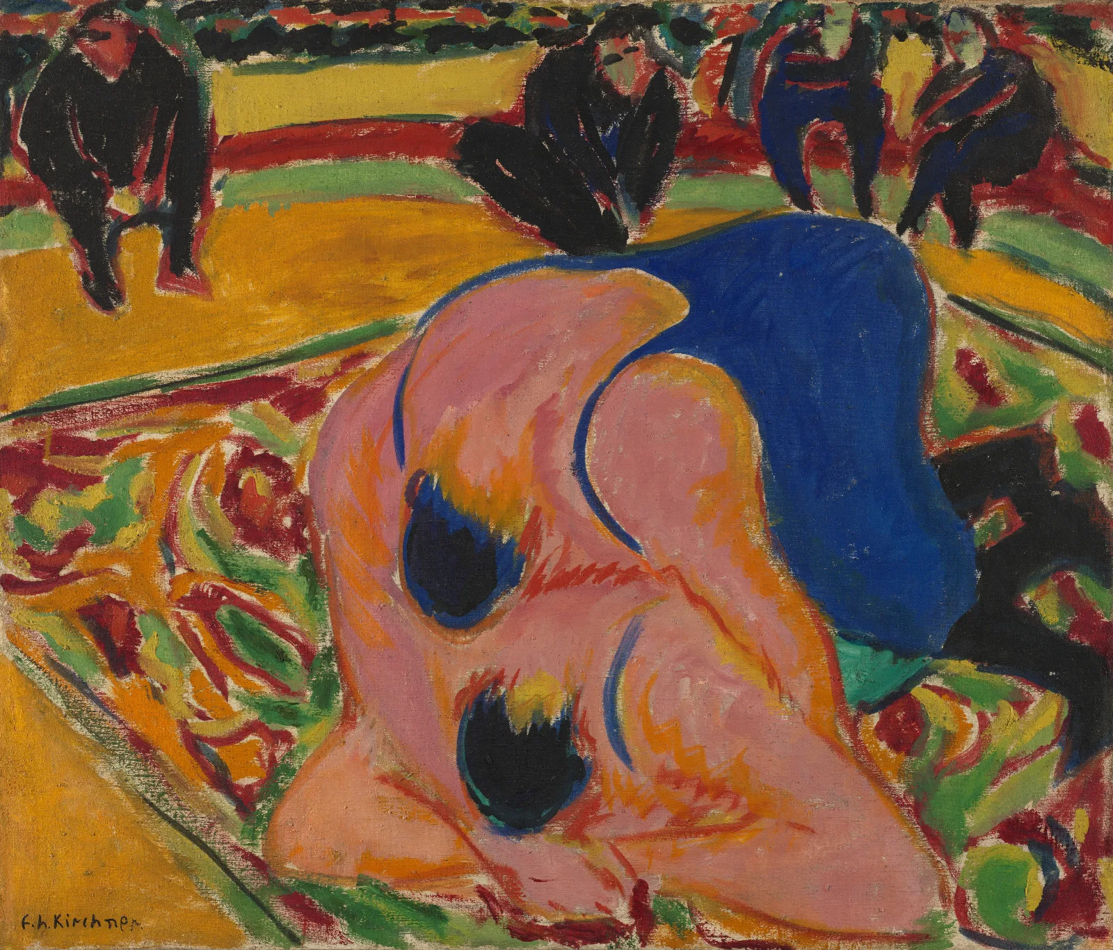 Wrestlers In A Circus Wall Art by Ernst Ludwig Kirchner - Canvas Print