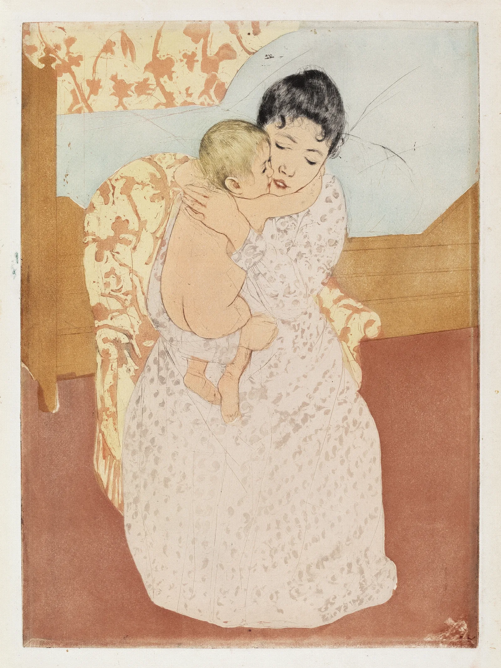 Maternal Caress Wall Art by Mary Cassatt - Canvas Print
