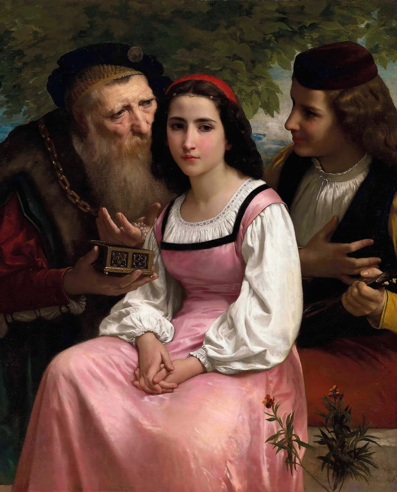 Entre La Richesse Et Lamour Wall Art by William Bouguereau - Canvas Print