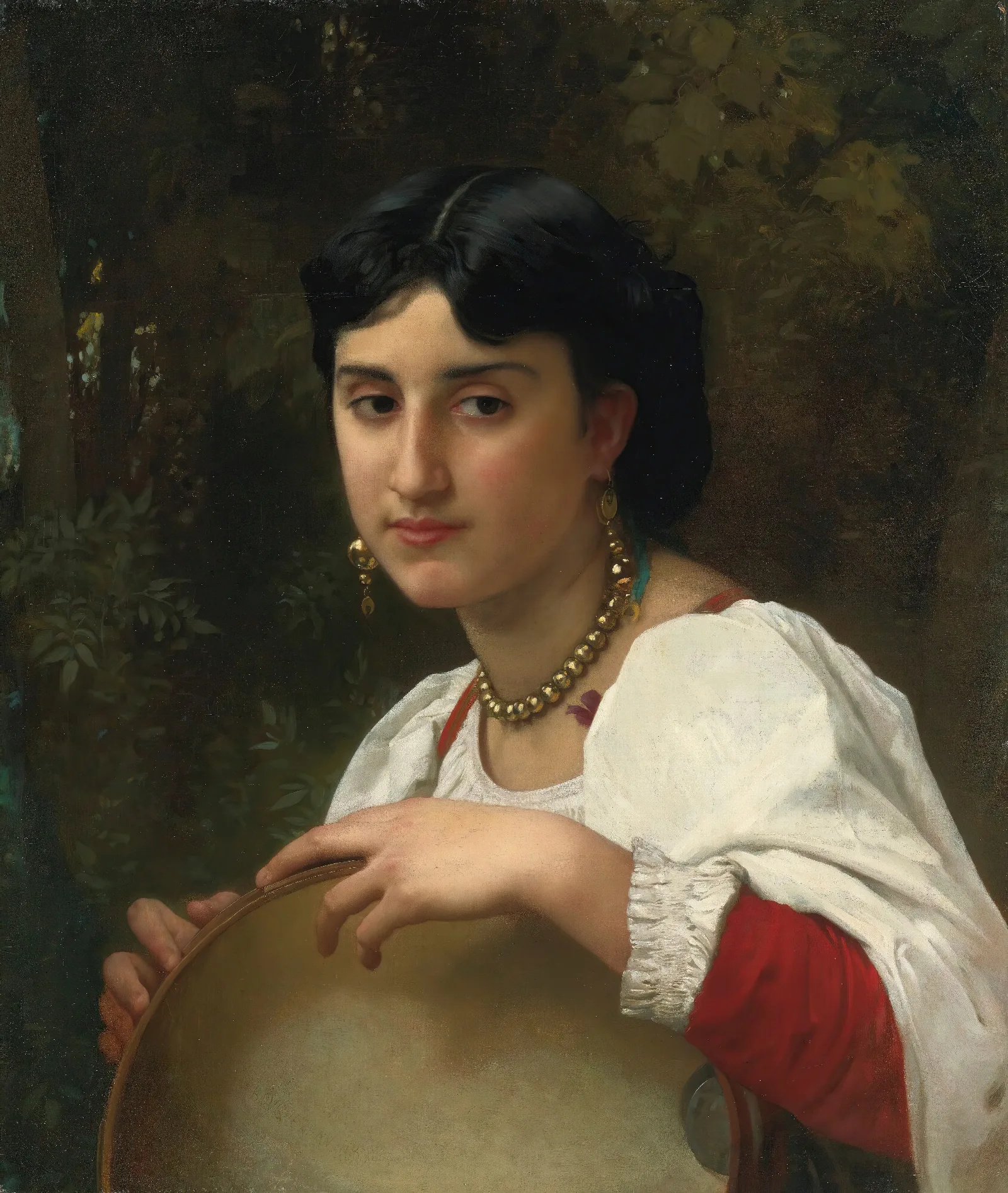 Italienne Au Tambourin Wall Art by William Bouguereau - Canvas Print
