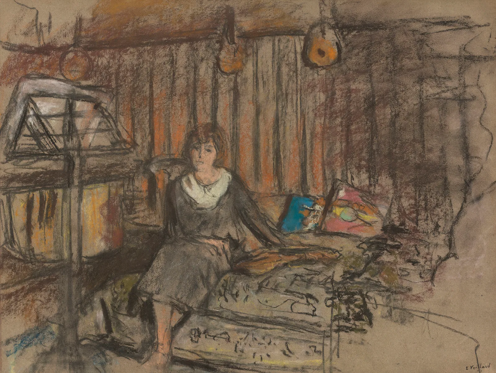 Madame Fried Reveuse Etude Wall Art by Édouard Vuillard - Canvas Print