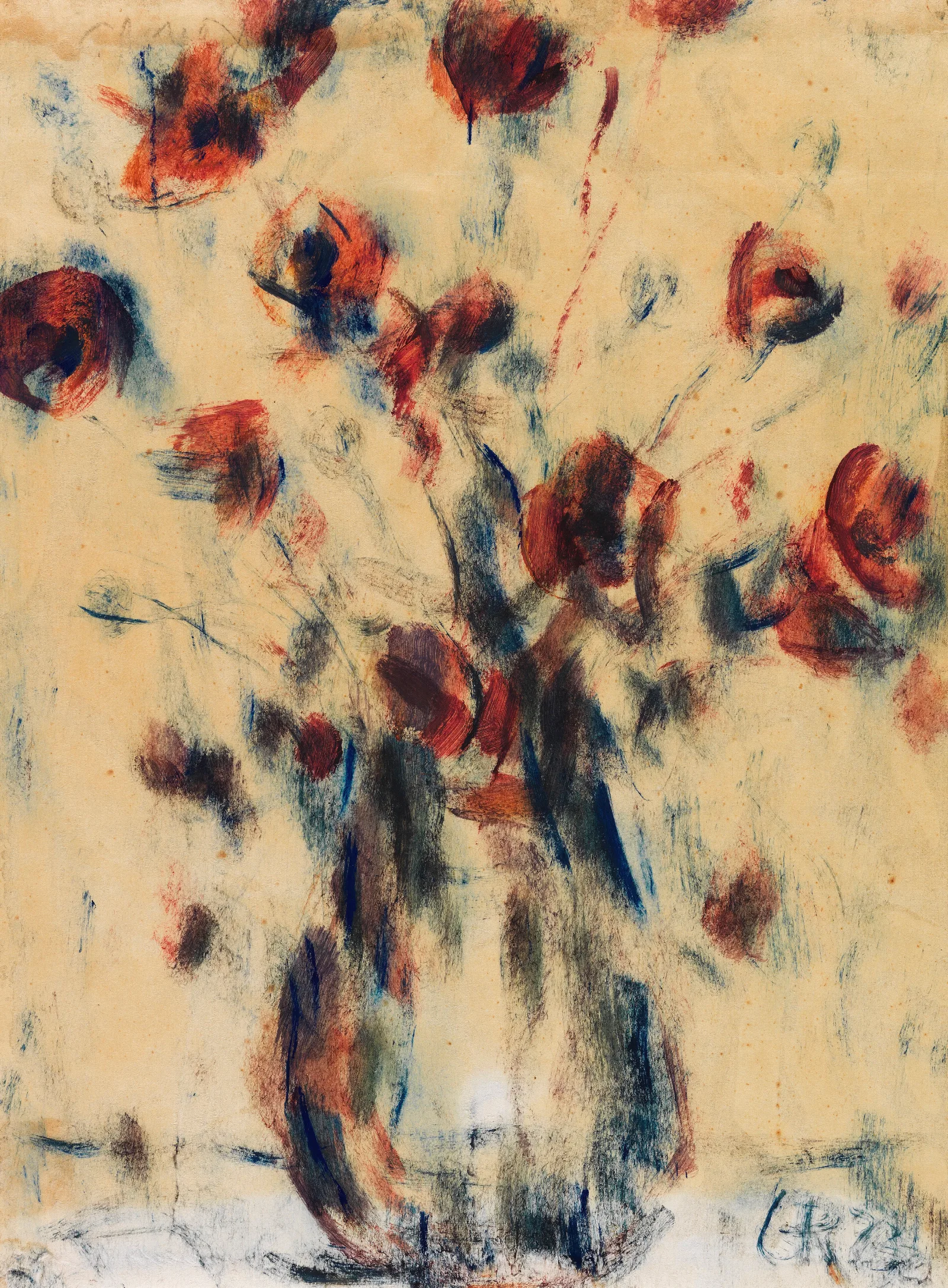 Feldmohn In Blauer Vase Wall Art by Christian Rohlfs - Canvas Print