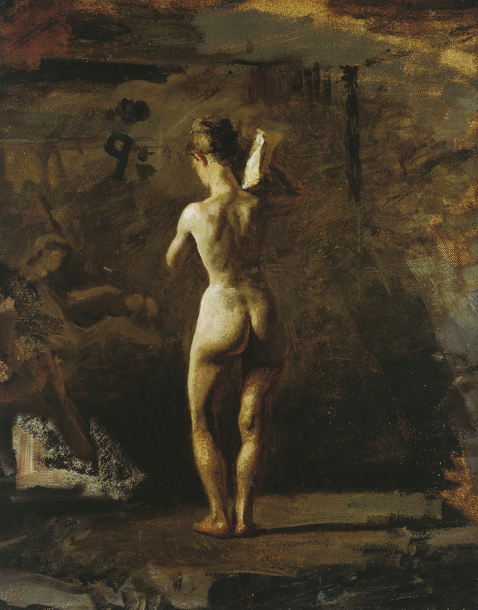 Study For William Rush Carving His Allegorical Figure Of The Schuylkill River Wall Art by Thomas Eakins - Canvas Print