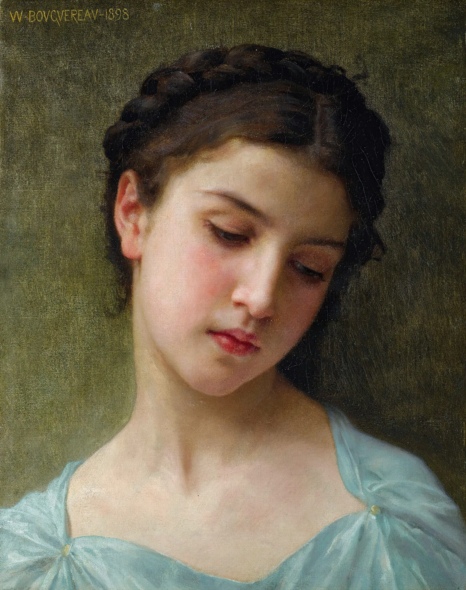 Portrait De Jeune Fille Wall Art by William Bouguereau - Canvas Print