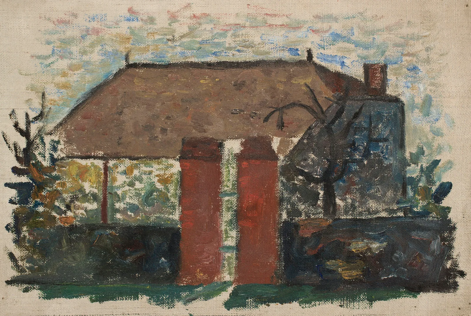 House With A Red Gate Wall Art by Tadeusz Makowski - Canvas Print